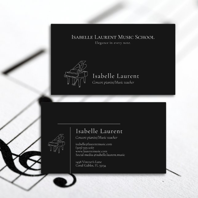 Carte De Visite Professeur minimaliste de musique pianiste (Créateur téléchargé)