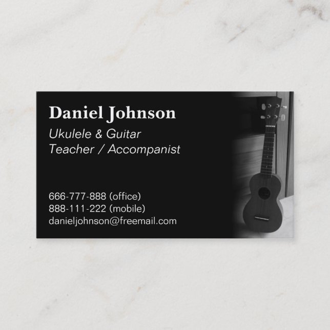 Carte De Visite Professeur moderne, professionnel, d'ukulélé et de (Devant)