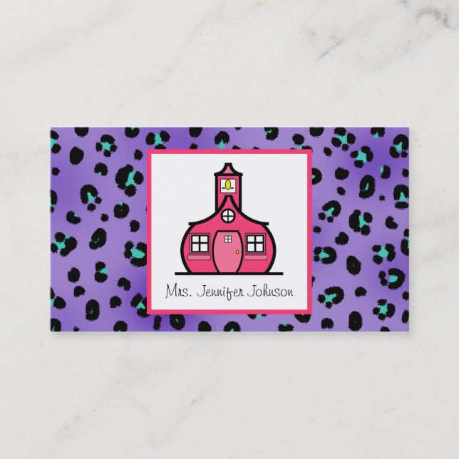 Carte De Visite Professeur pourpre d'école de rose d'empreinte de (Devant)