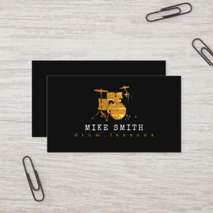 Carte De Visite Professeur professionnel de tambour   Cool Drummer