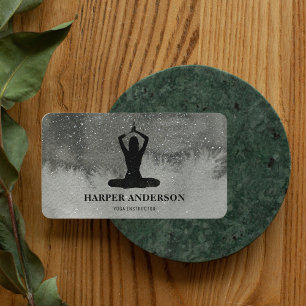 Carte De Visite Professeur professionnel de yoga noir en aquarelle