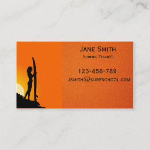 Carte De Visite Professeur surfant d'école de surf