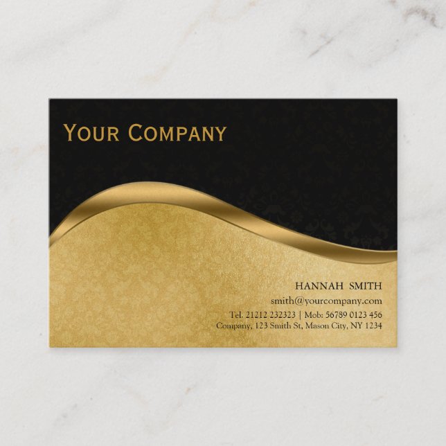Carte De Visite Professional Black Gold Metal Moderne élégant Busi (Devant)
