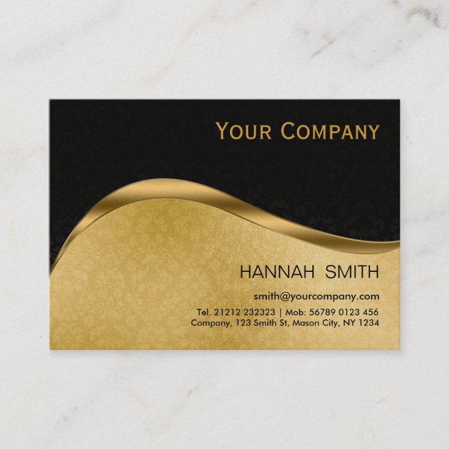 Carte De Visite Professional Black Gold Metal Moderne élégant Busi (Devant)