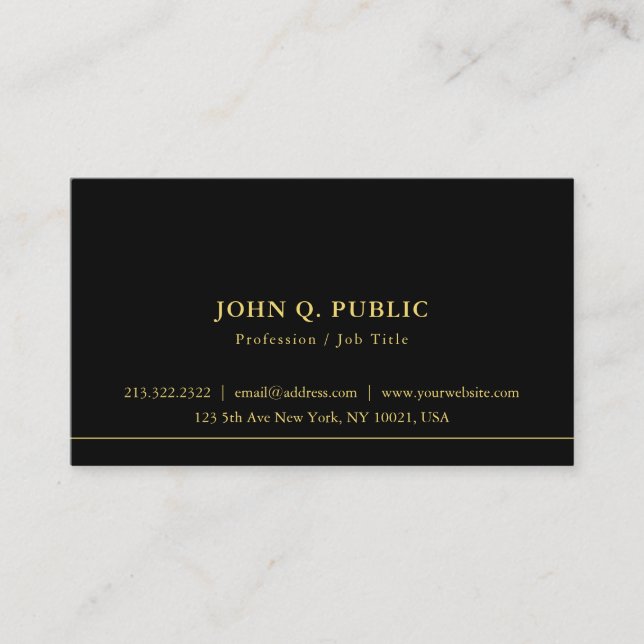 Carte De Visite Professional Chic Simple Template Black And Gold (Devant)