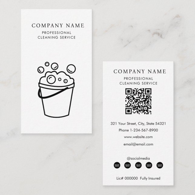 Carte De Visite Professional Cleaning Services Logo Modern White (Devant / Derrière)