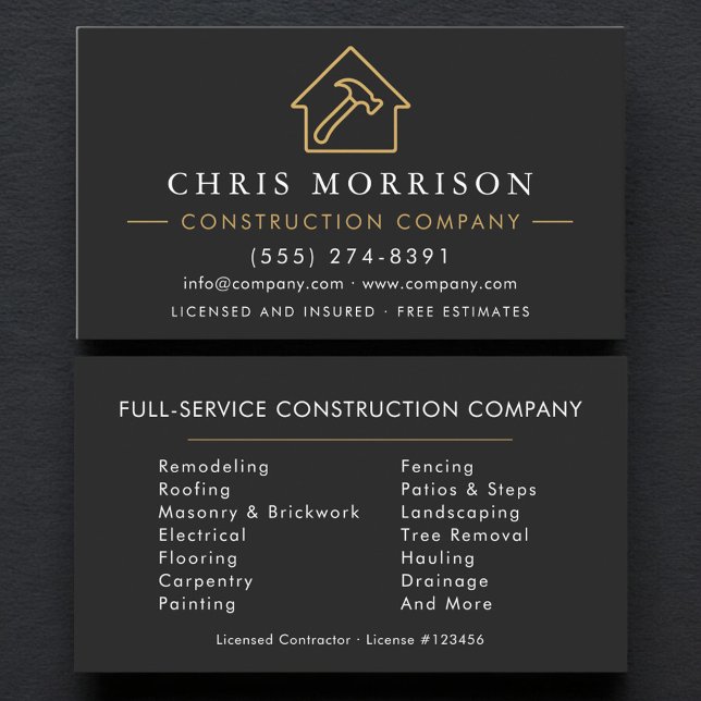 Carte De Visite Professional Construction Company (Créateur téléchargé)