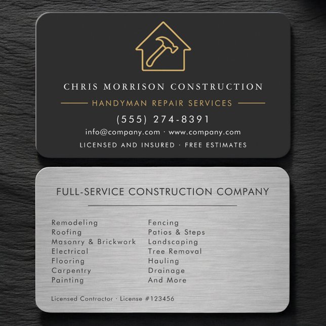 Carte De Visite Professional Construction Tradesman (Créateur téléchargé)