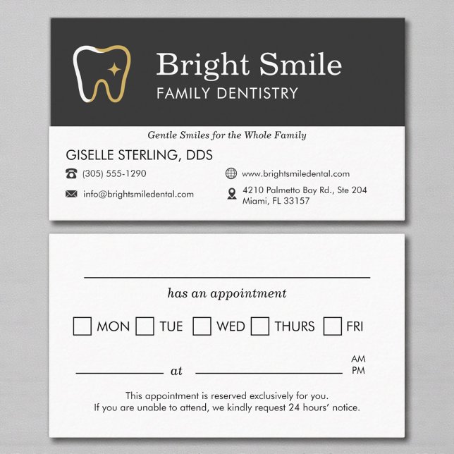 Carte De Visite Professional Dental Visit Appointment Reminder (Créateur téléchargé)