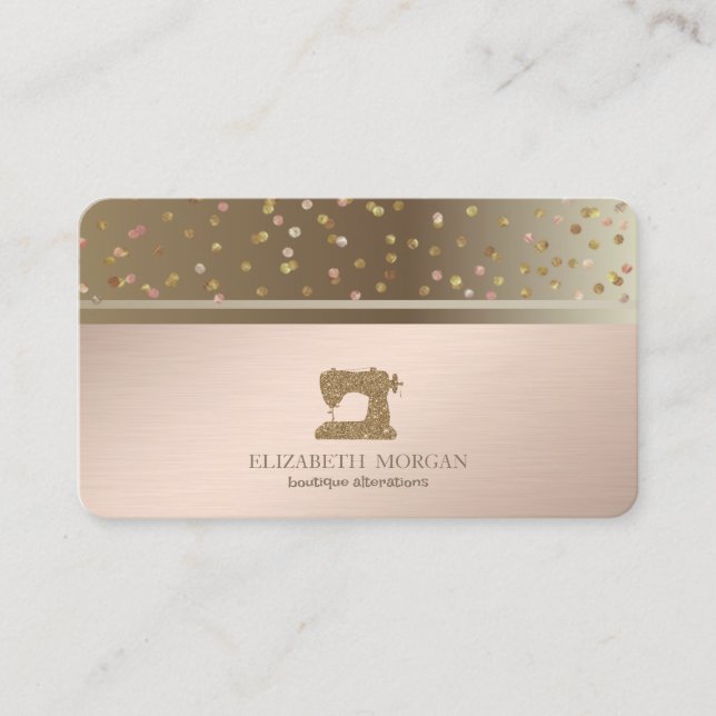 Carte De Visite Professional Dots Gold Glitter Sewing Machine  (Devant)