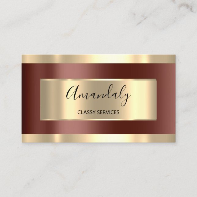 Carte De Visite Professional Elegant Gold Brown CONSULTER Blogger (Devant)