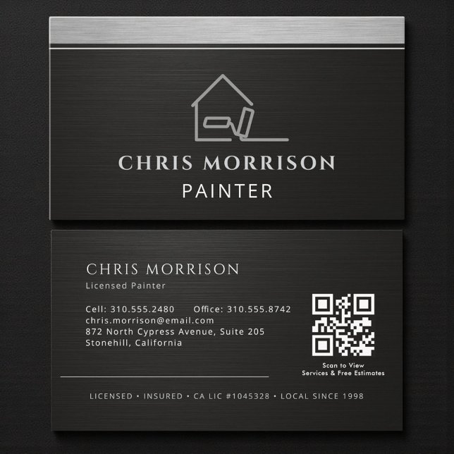 Carte De Visite Professional Elegant Modern Painter QR Code (Créateur téléchargé)