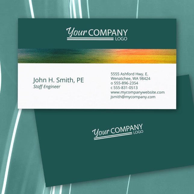 Carte De Visite Professional Forest Green, Compagnie Jaune (minimalist professional forest green and yellow logo business card easy template)