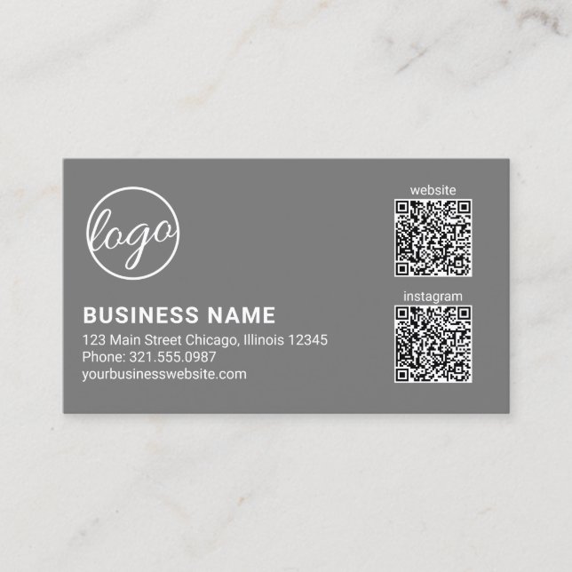 Carte De Visite Professional Gray Logo QR Code Modern (Devant)