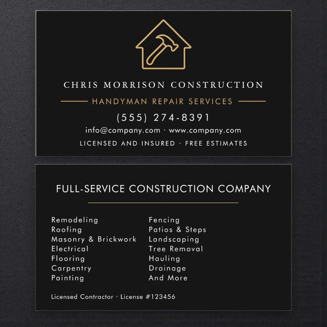 Carte De Visite Professional Handyman & Builder (Créateur téléchargé)