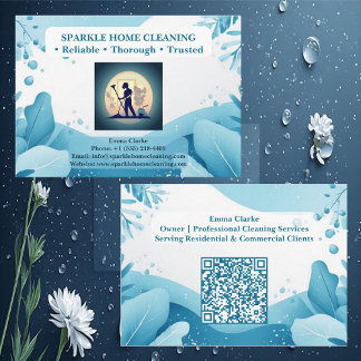 Carte De Visite Professional Home Cleaning Services Logo QR Code