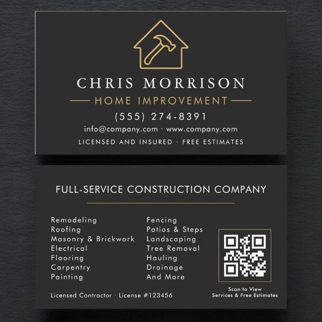 Carte De Visite Professional Home Improvement QR Code  (Créateur téléchargé)