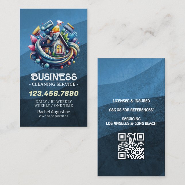 Carte De Visite Professional House Cleaning Service Housekeeping (Devant / Derrière)