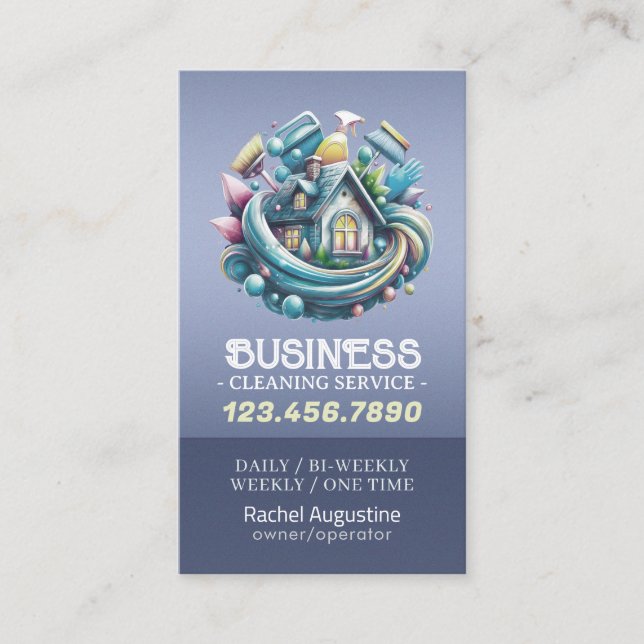 Carte De Visite Professional House Cleaning Service Housekeeping (Devant)
