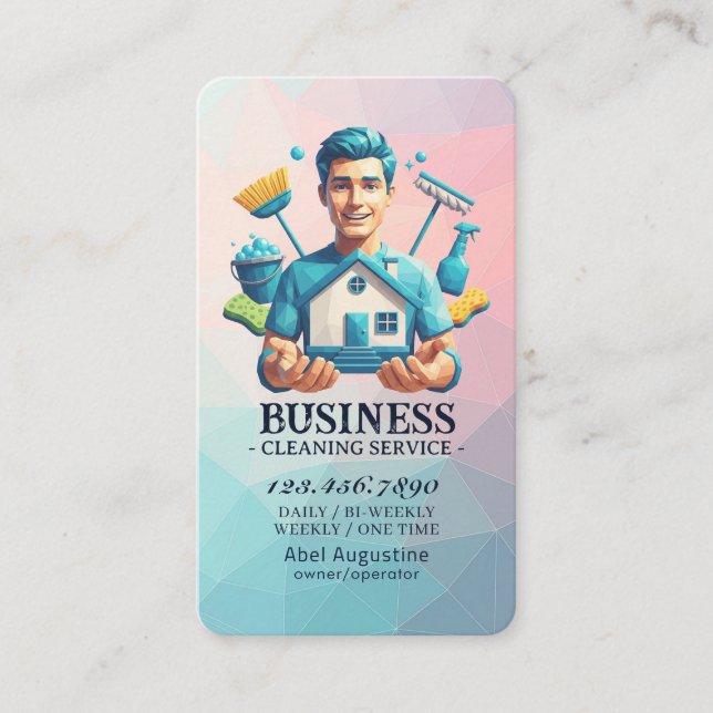 Carte De Visite Professional House Cleaning Service Housekeeping (Devant)