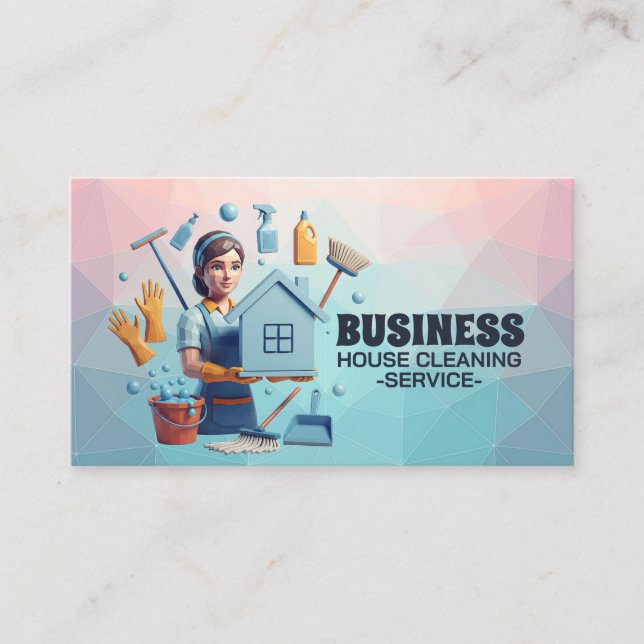 Carte De Visite Professional House Cleaning Service Housekeeping (Devant)