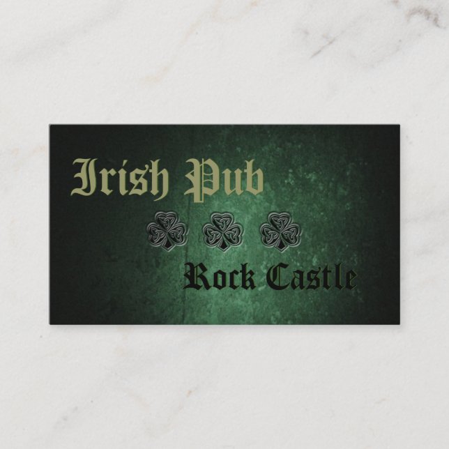 Carte De Visite Professional Irish Pub shamrock chanceux (Devant)