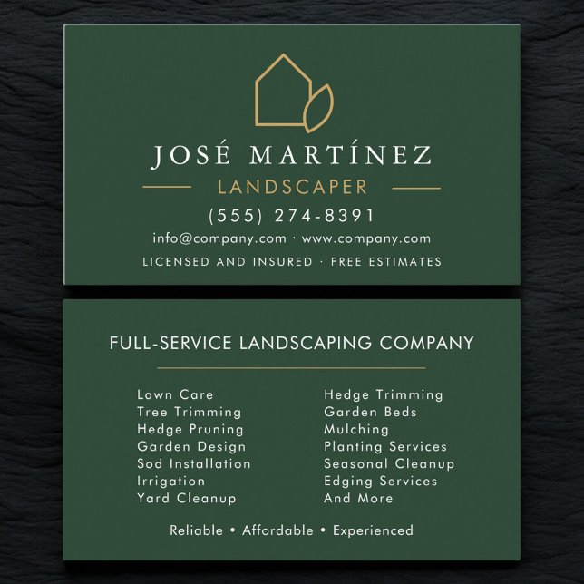 Carte De Visite Professional Landscaper Lawn Service (Créateur téléchargé)