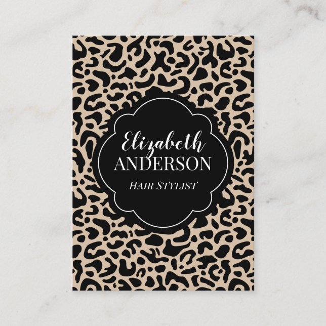 Carte De Visite Professional Leopard Print Hair Stylist (Devant)