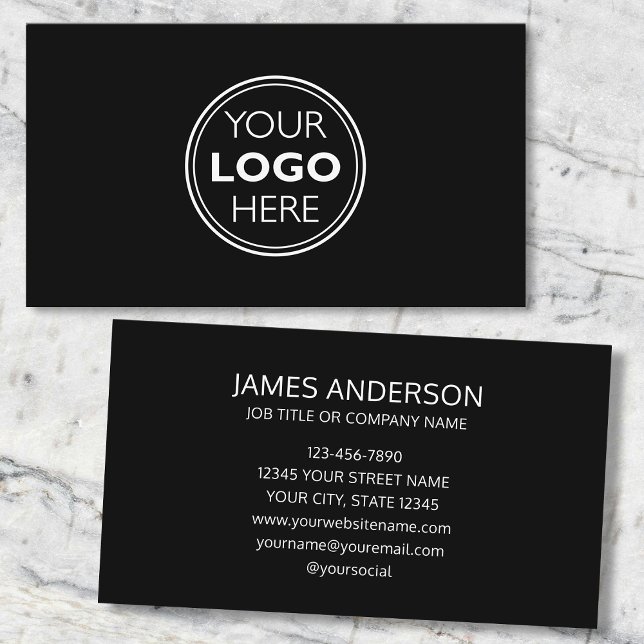 Carte De Visite Professional Logo Business Card Minimalist Black (Créateur téléchargé)