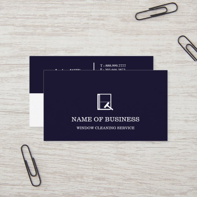 Carte De Visite Professional Logo Window Cleaning Service  (Devant/Arrière en situation)