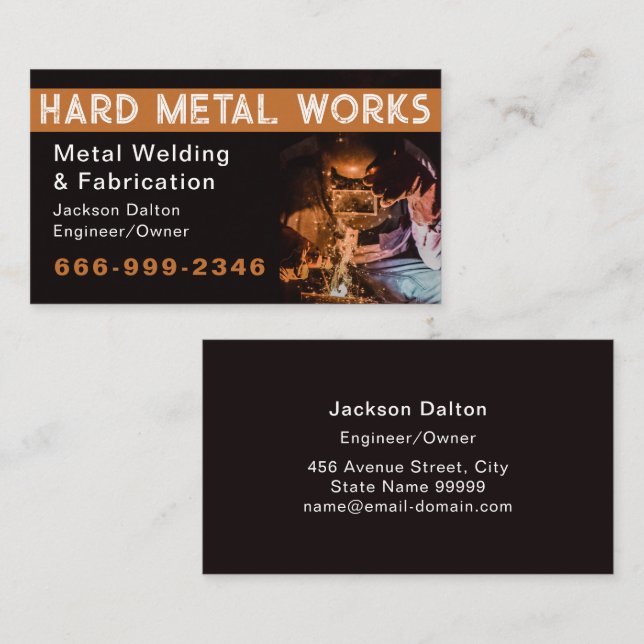 Carte De Visite Professional Metal Welding Fabrication Contractor (Devant / Derrière)
