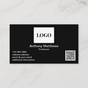 Carte De Visite Professional Modern Black Ajouter un logo et un co