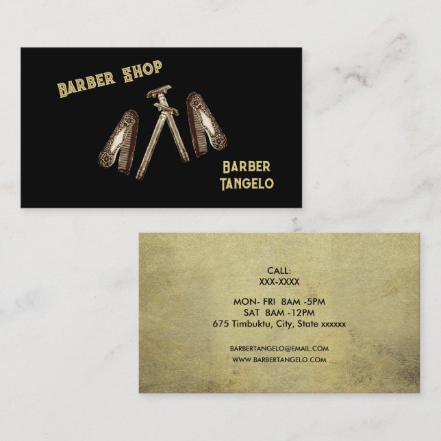 Carte De Visite Professional Modern Black Gold Simple Barre (Devant / Derrière)