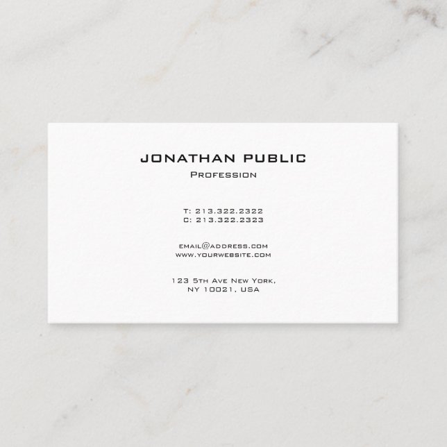 Carte De Visite Professional Modern Elegant Minimalist Template (Devant)