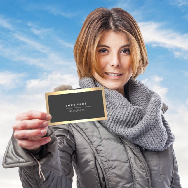 Carte De Visite Professional Modern Golden Frame Gray Consulting (Professional Modern Golden Frame Gray Consulting Business Card)