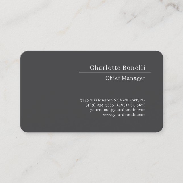 Carte De Visite Professional Modern Minimalist Premium Silk Grey  (Devant)