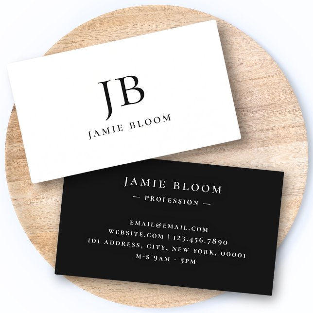 Carte De Visite Professional Modern Simple Monogramme Nom initial (Créateur téléchargé)