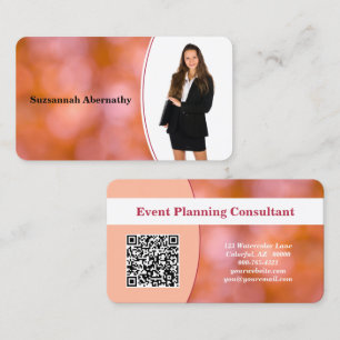 Carte De Visite Professional Orange Bokeh Blur Photo personnalisée