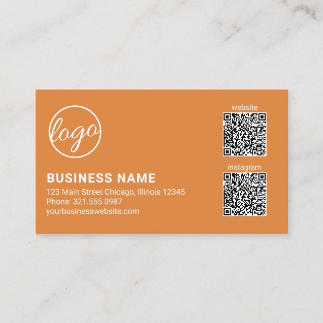 Carte De Visite Professional Orange Logo QR Code Modern (Devant)