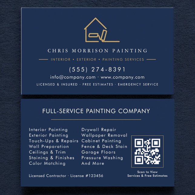 Carte De Visite Professional Painter Painting Company QR Code (Créateur téléchargé)