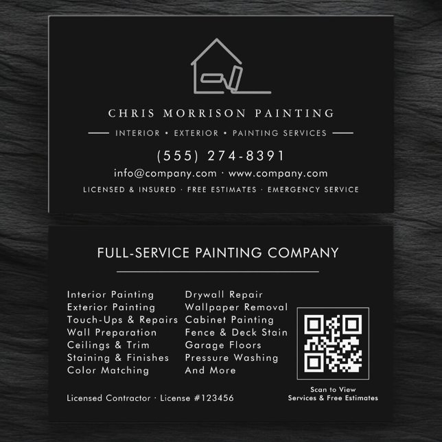 Carte De Visite Professional Painting Service Contractor QR Code (Créateur téléchargé)