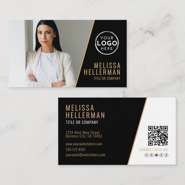 Carte De Visite Professional Photo QR Code Company Your Logo (Devant / Derrière)