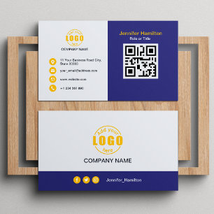 Carte De Visite Professional Purple Yellow ajoutez votre logo QR C