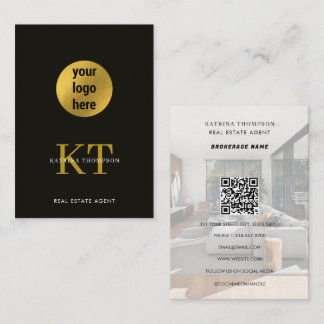 Carte De Visite Professional Real Estate Logo Realtor Black Gold