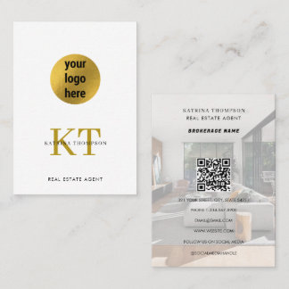 Carte De Visite Professional Real Estate Logo Realtor White Gold