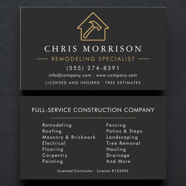 Carte De Visite Professional Remodeling Specialist Construction (Créateur téléchargé)