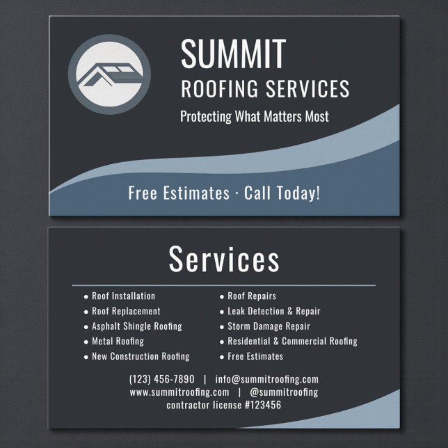 Carte De Visite Professional Roofing Roofer Company (Créateur téléchargé)