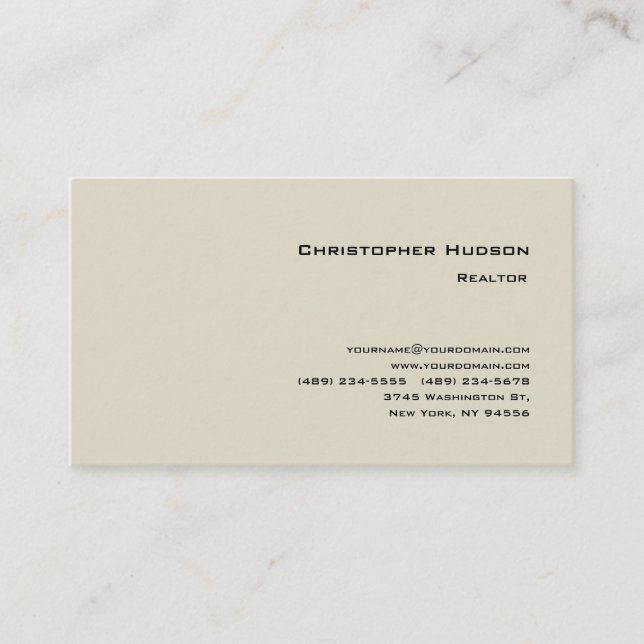 Carte De Visite Professional Simple Plain Realtor Real Estate (Devant)