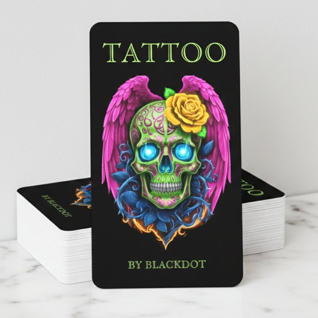 Carte De Visite Professional Tattoo Artist Tattoo Studio Qr Code (Créateur téléchargé)