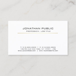 Carte De Visite Professional White Gold Sleek Moderne élégant Plai